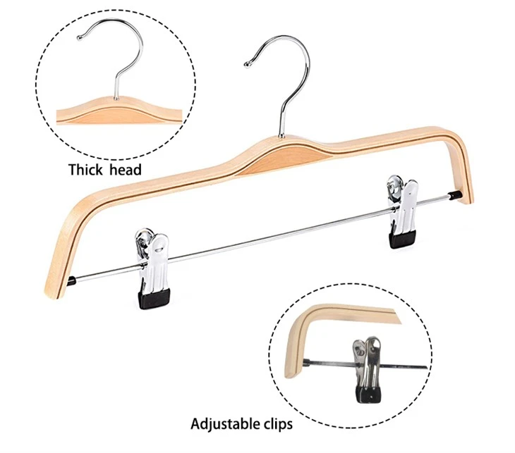Plywood Laminated Trousers Hanger Nrog Clip
