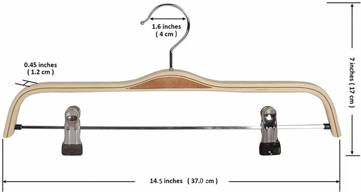 Plywood Laminated Trousers Hanger With Clip